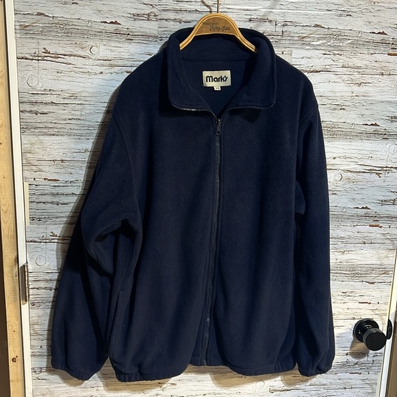 Marks blue thick fleece zip up sweater size XL - Picture 2 of 9